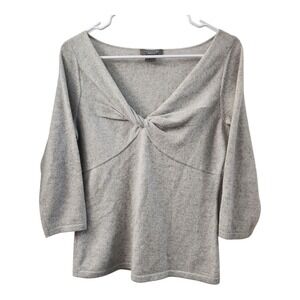 Ann Taylor Cashmere Blend Metallic Knit Top Womens Small Twist Front Office Fall